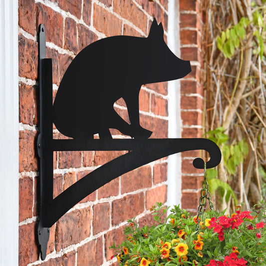 "Pig" Garden Hanging Basket Bracket In Black