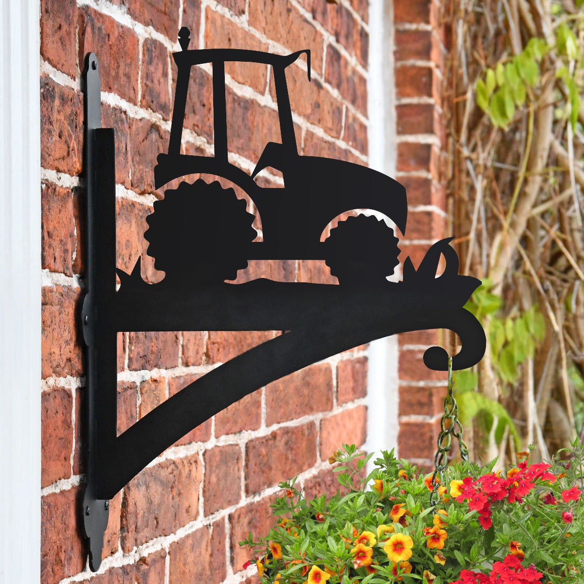 "Tractor" Garden Hanging Basket Bracket On Brick Wall