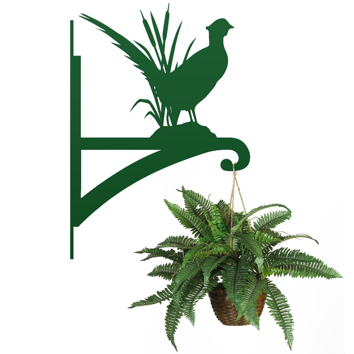 Green "Pheasant" Garden Hanging Basket Bracket