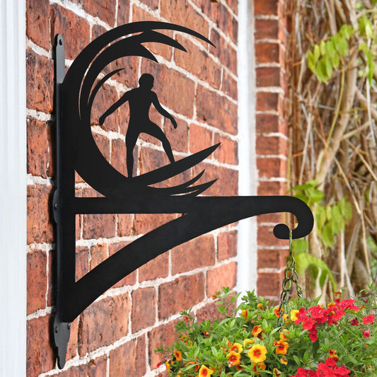 "Surfer" Garden Hanging Basket Bracket On Brick Wall