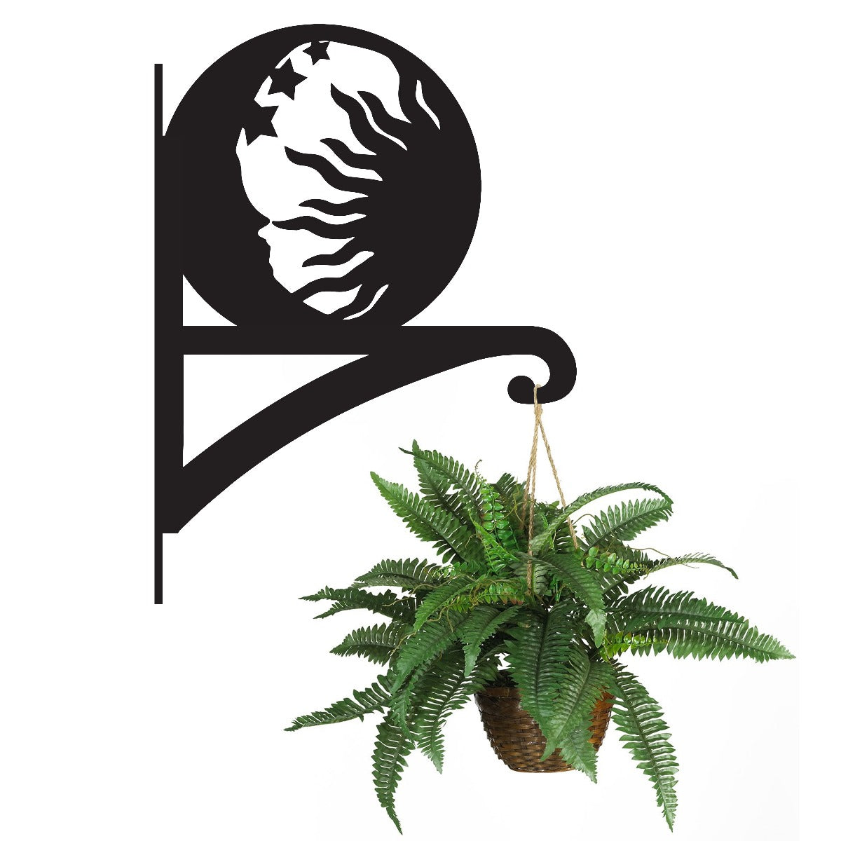 "Sun & Moon" Garden Hanging Basket Bracket With Planter