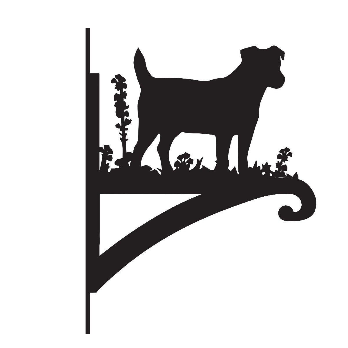 "Jack Russell" Dog Garden Hanging Basket Bracket In Black