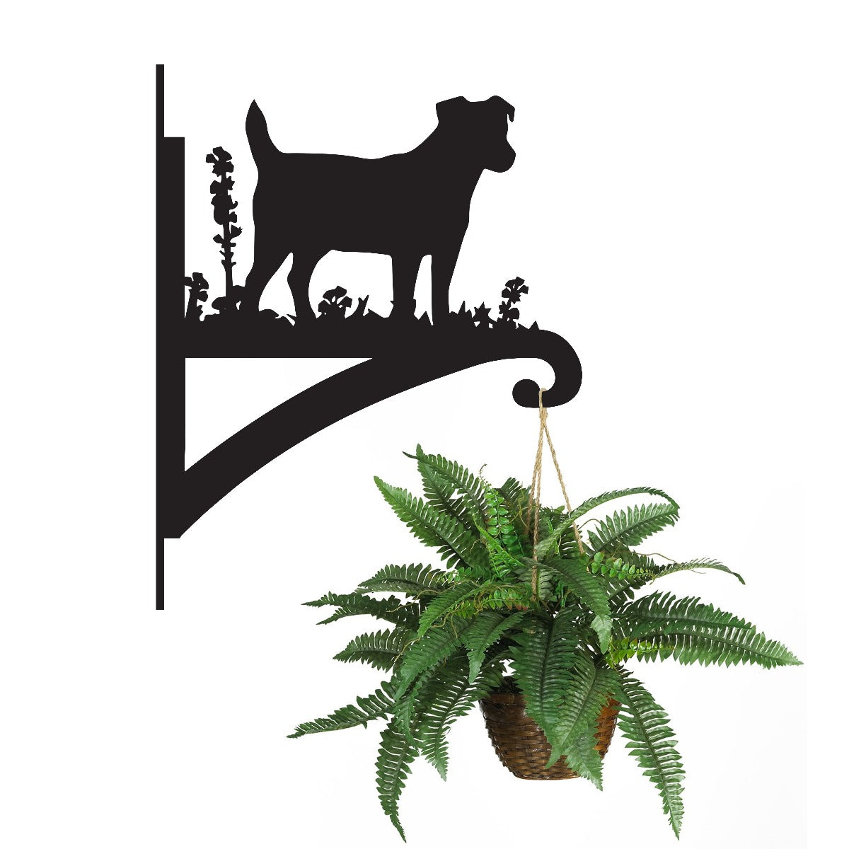 "Jack Russell" Dog Garden Hanging Basket Bracket With Planter