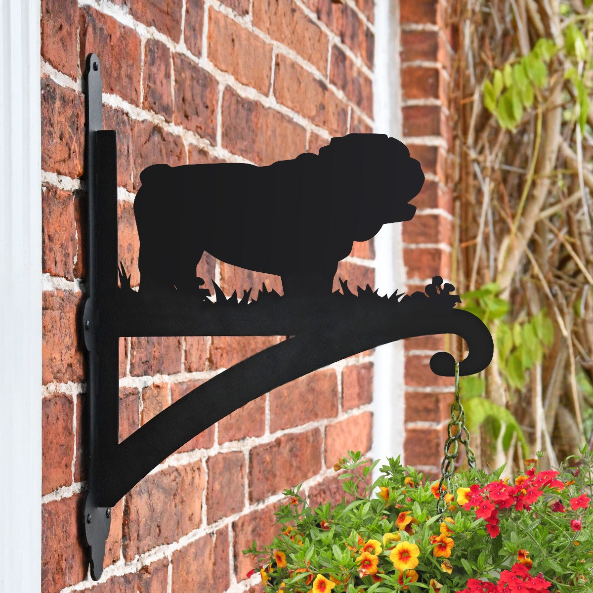 "Bulldog" Hanging Basket Bracket On Brick Wall