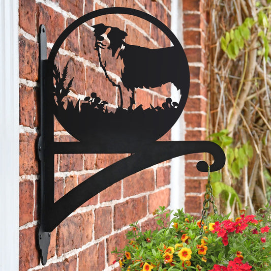 "Border Collie" Dog Garden Hanging Basket Bracket
