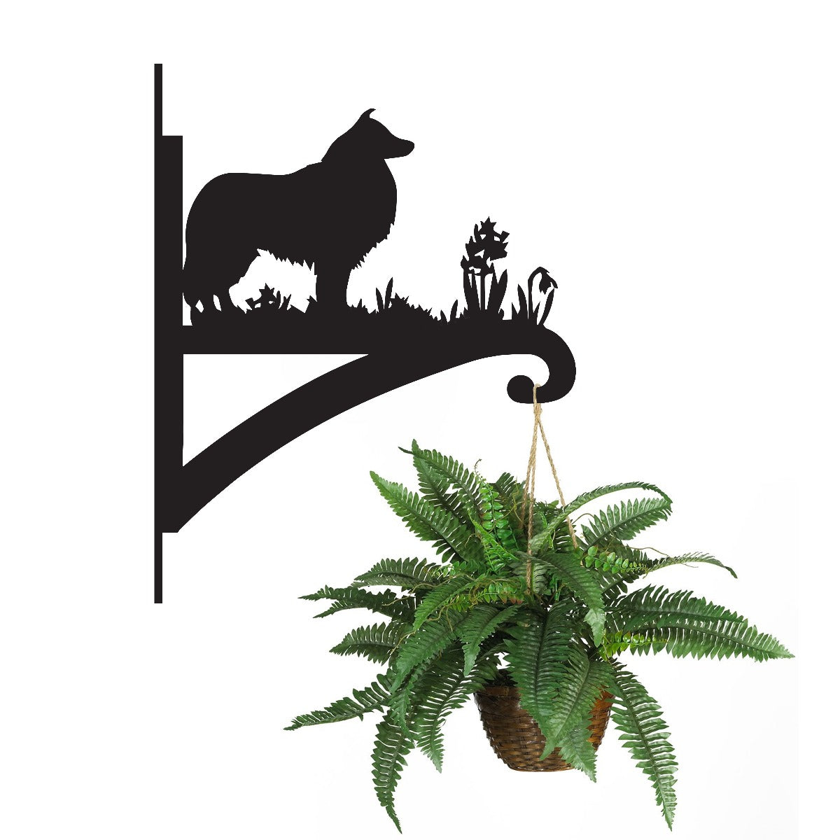 "Rough Collie" Dog Garden Hanging Basket Bracket