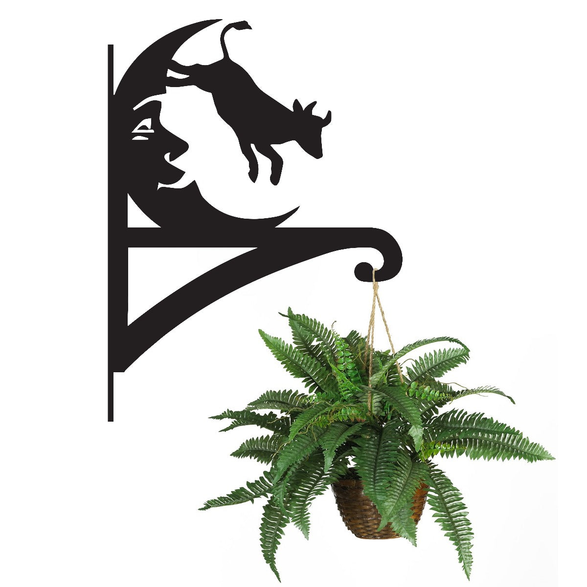 "Cow Jumping Over The Moon" Garden Hanging Basket Bracket