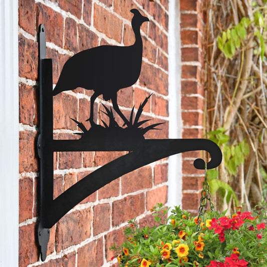 "Guinea Fowl" Garden Hanging Basket Bracket On Outside Wall