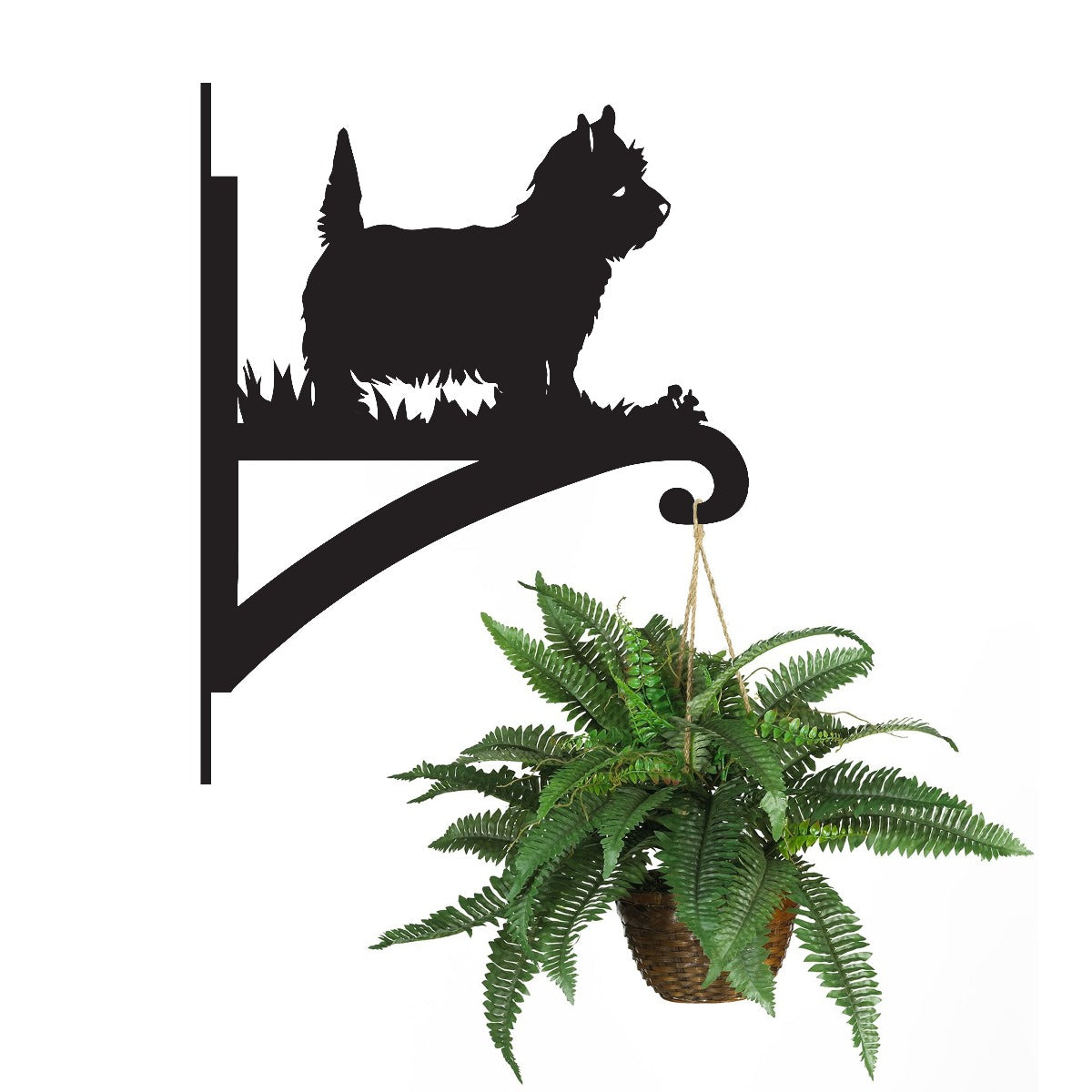 "West Highland Terrier" Dog Garden Hanging Basket Bracket On Brick Wall