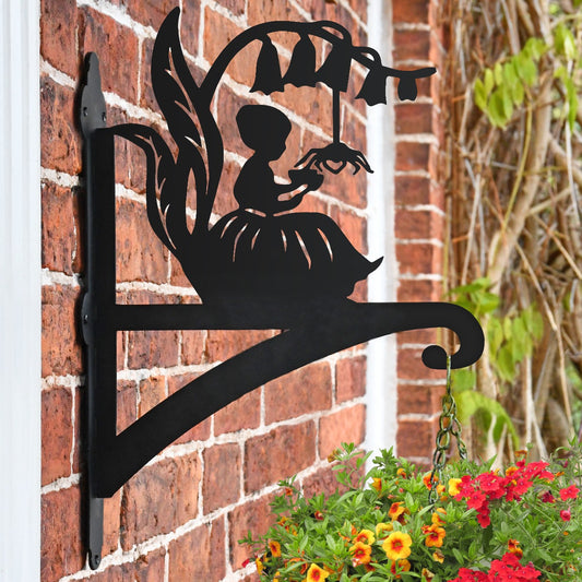 "Little Miss Muffet" Garden Hanging Basket Bracket On Brick Wall