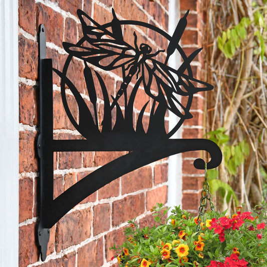 "Dragonfly" Garden Hanging Basket Bracket On Brick Wall