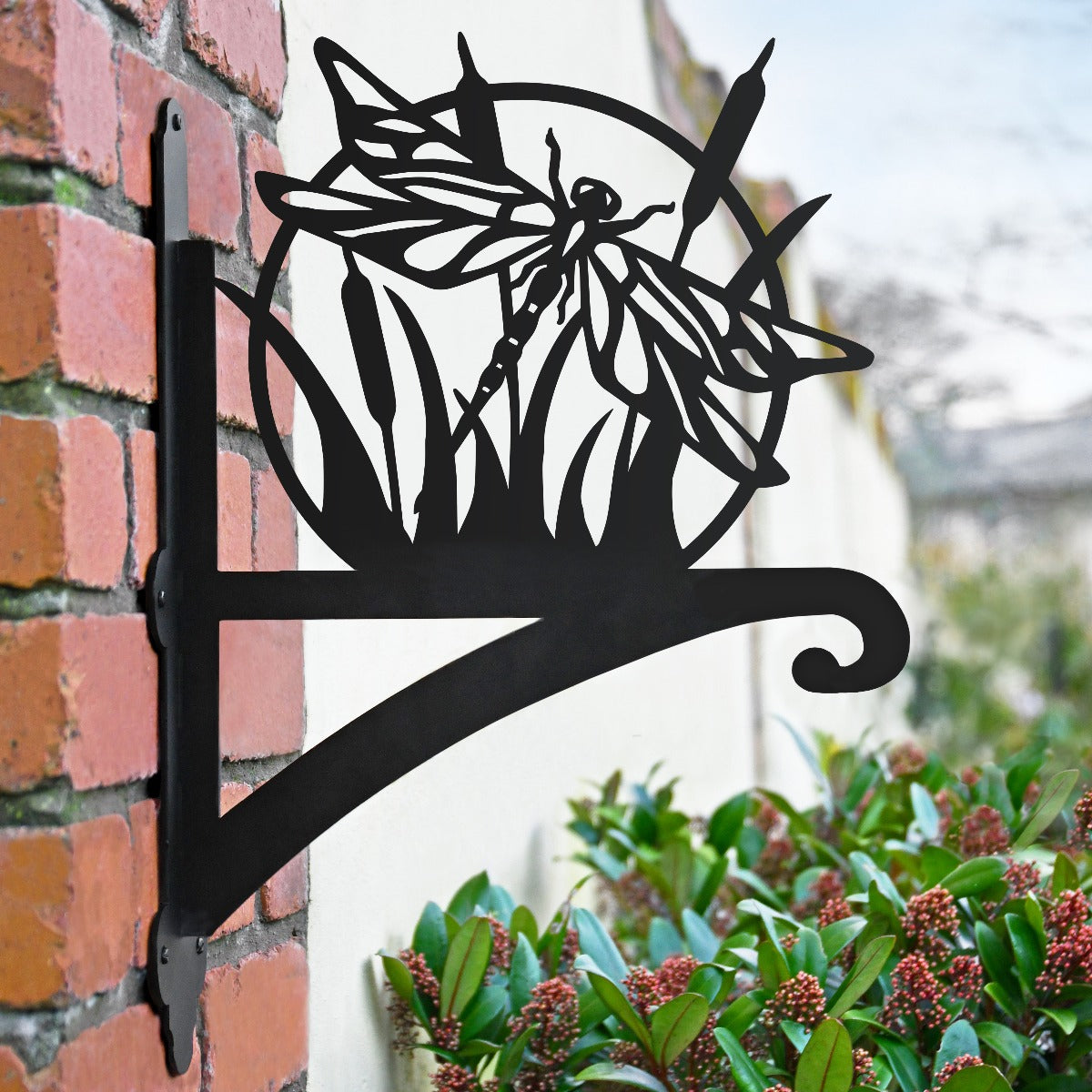 "Dragonfly" Garden Hanging Basket Bracket In Black