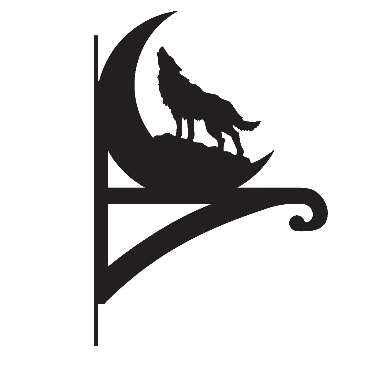 "Wolf and Moon" Garden Hanging Basket Bracket