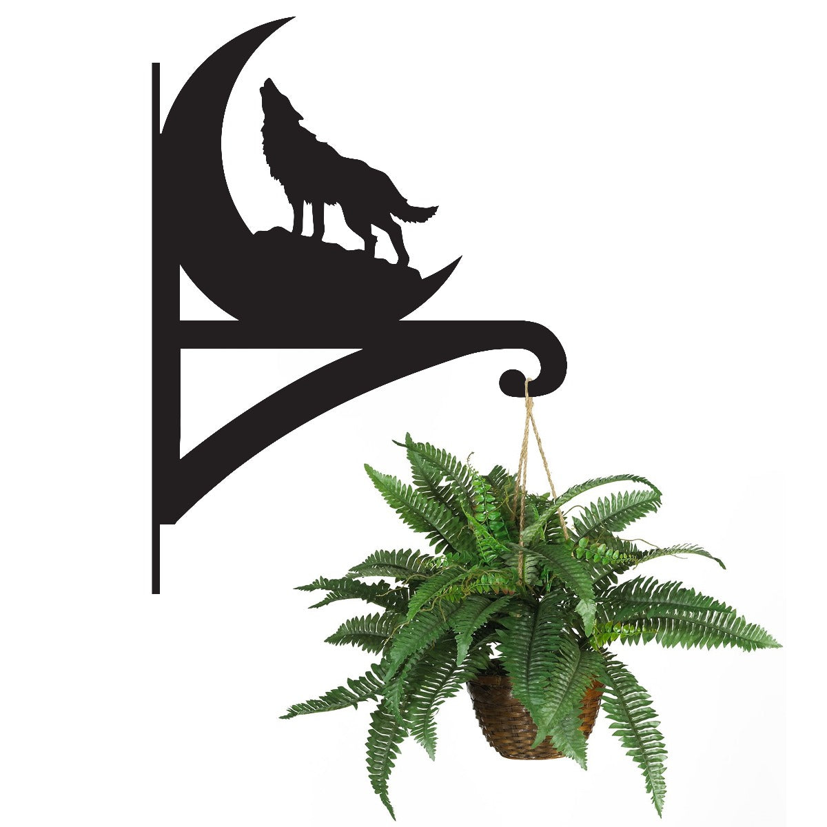 "Wolf and Moon" Garden Hanging Basket Bracket