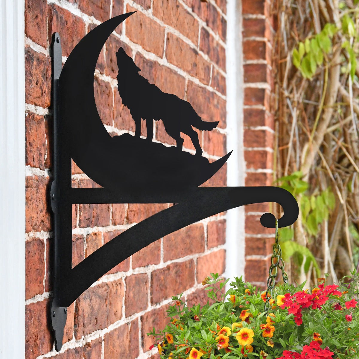 "Wolf and Moon" Garden Hanging Basket Bracket