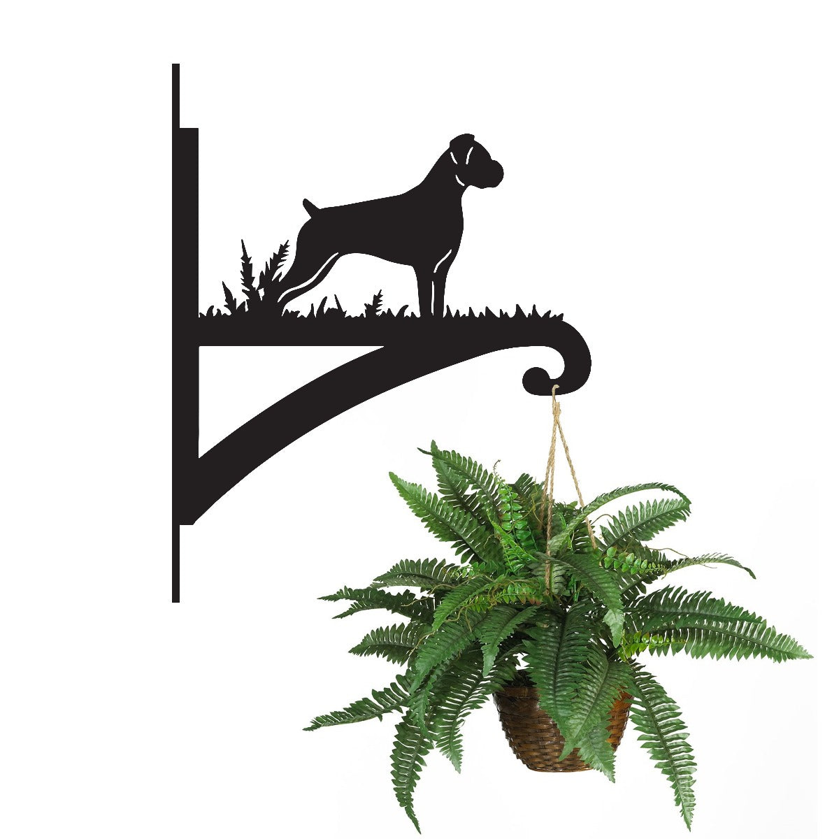 "Boxer" Dog Garden Hanging Basket Bracket With Planter