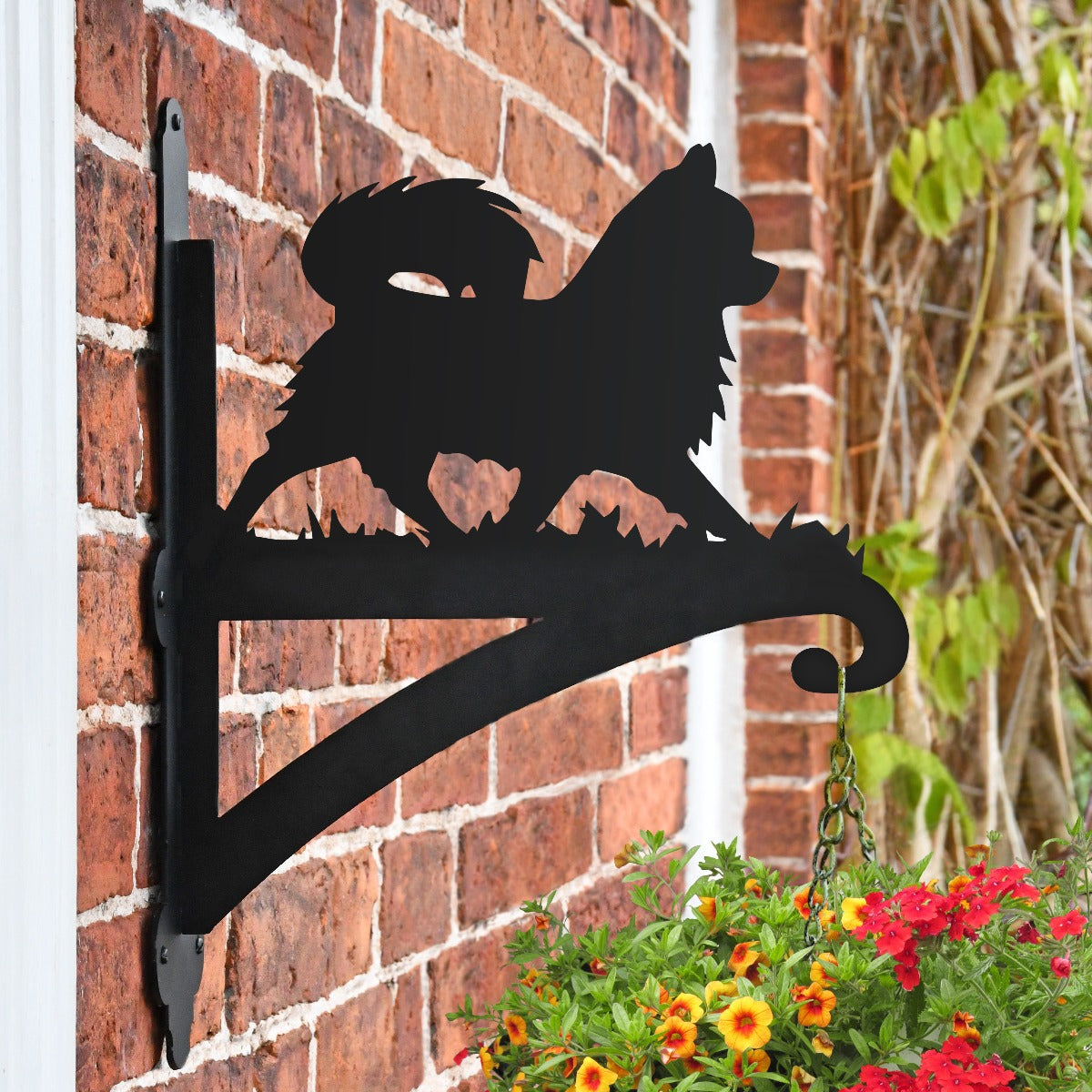 "Chihuahua" Dog Garden Hanging Basket Bracket On Brick Wall