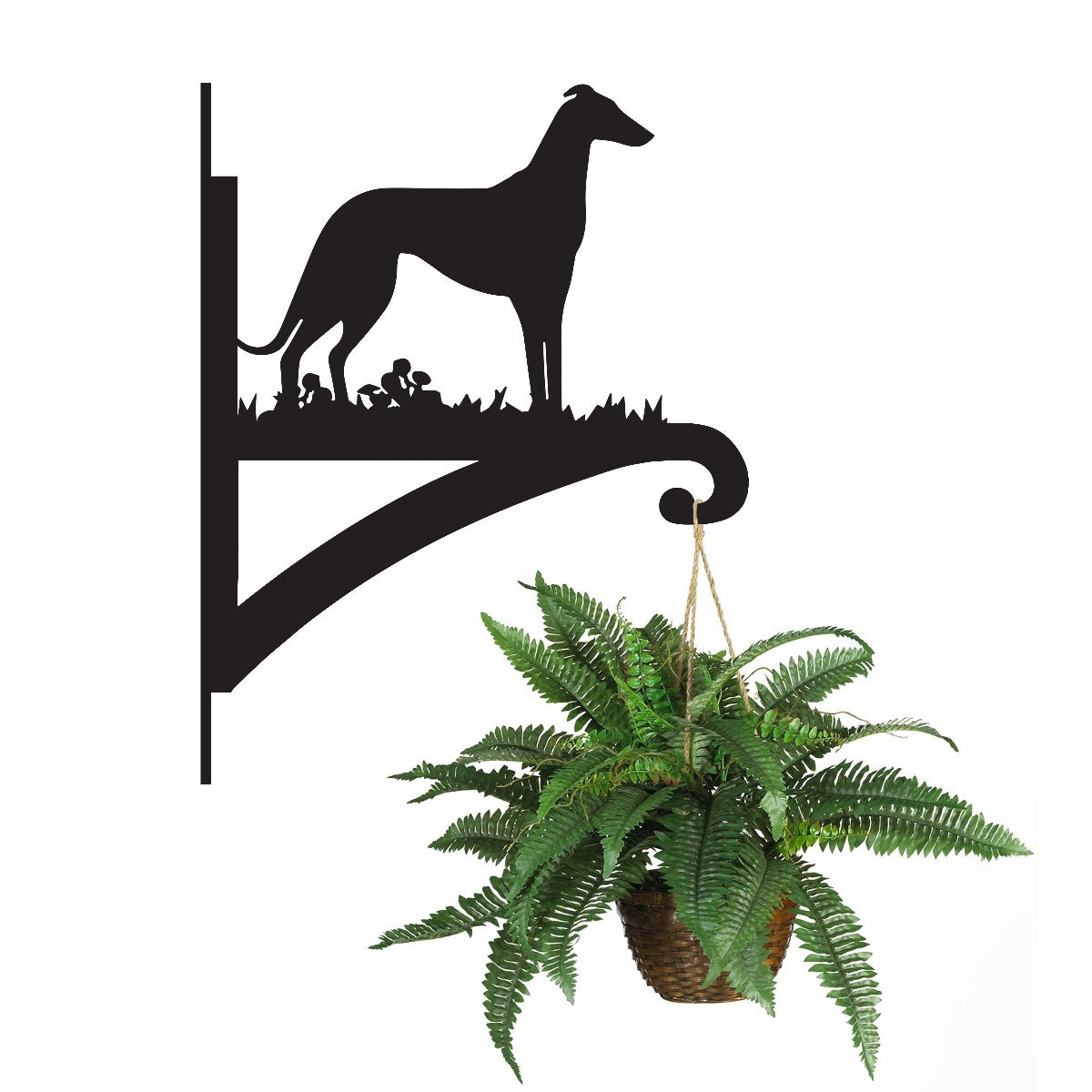 "Greyhound" Dog Garden Hanging Basket Bracket With Planter