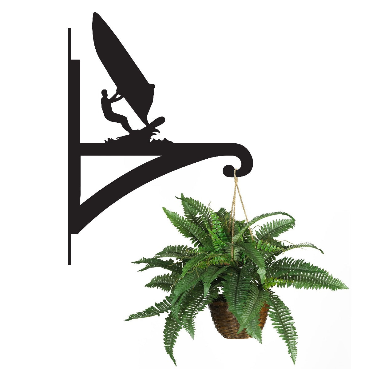 "Wind Surfer" Garden Hanging Basket Bracket With Planter