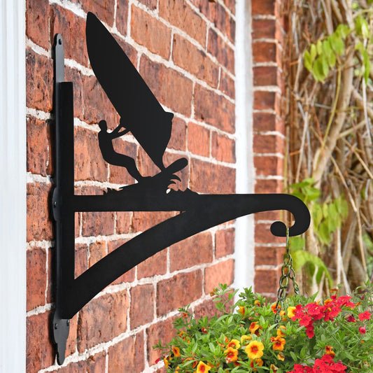 "Wind Surfer" Garden Hanging Basket Bracket Fitted To Brick Wall