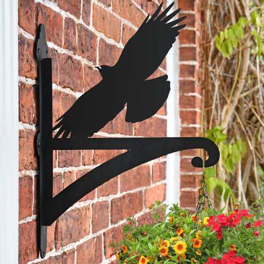 "Cornish Chough" Garden Hanging Basket Bracket On Brick Wall