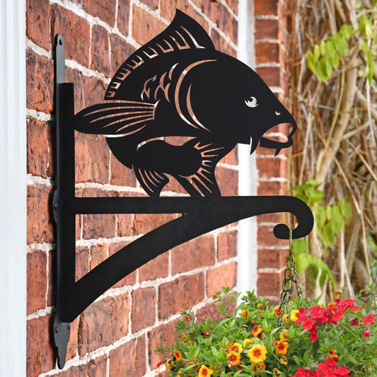 "Koi Fish" Garden Hanging Basket Bracket On Brick Wall