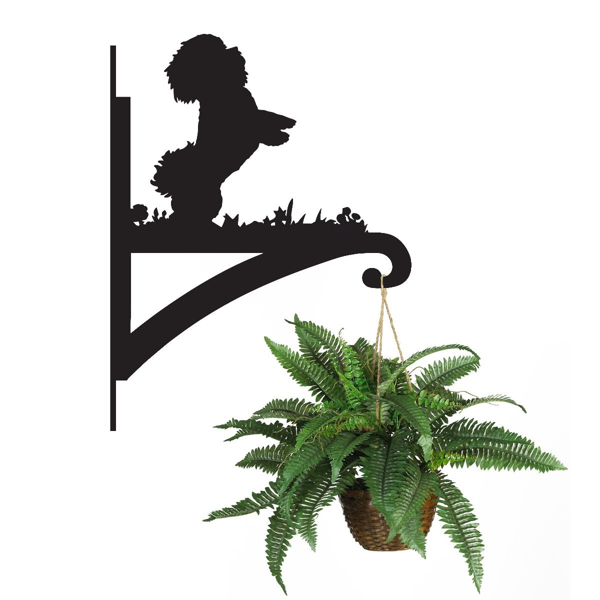 "Bichon Frise" Dog Garden Hanging Basket Bracket