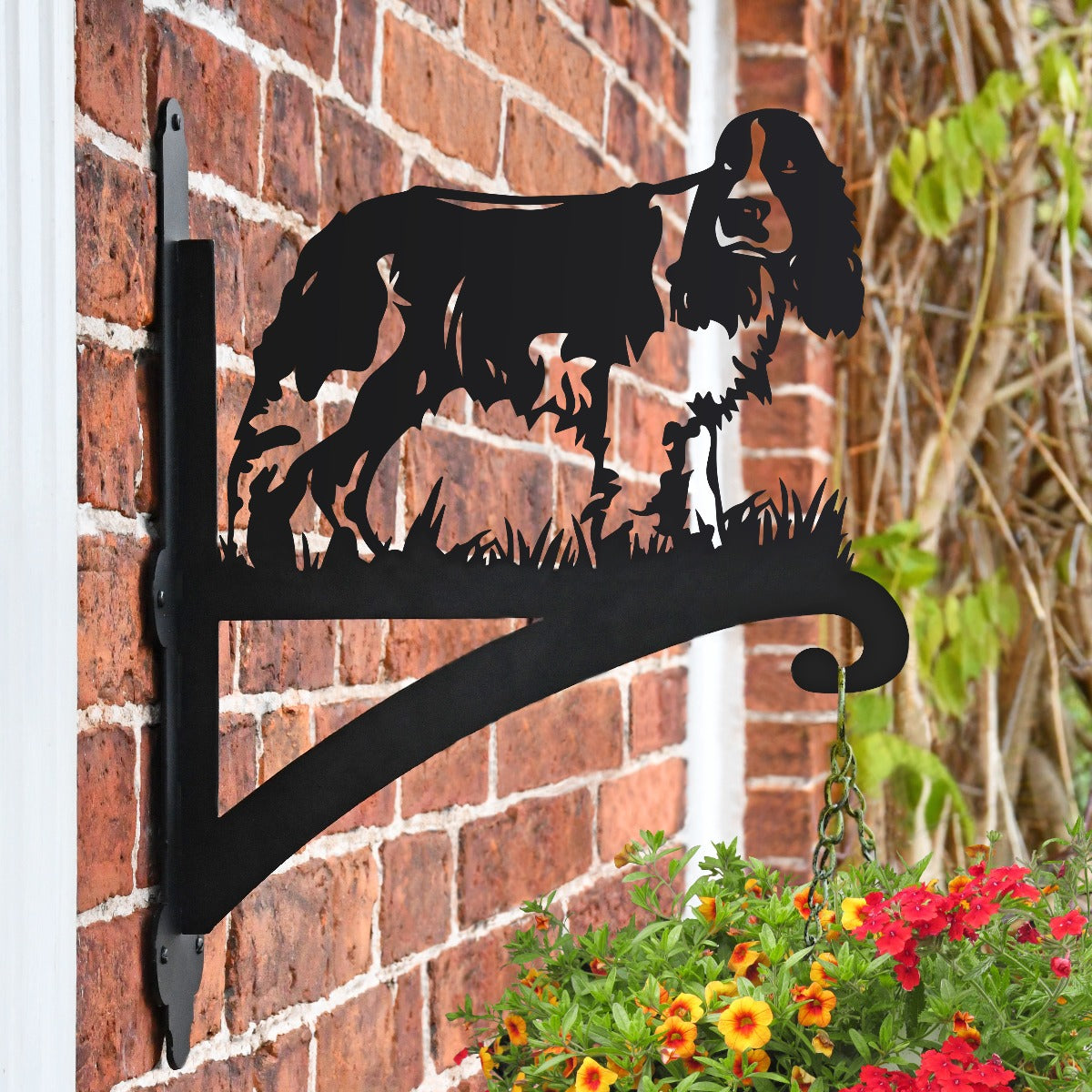 "'English Springer Spaniel'" Dog Garden Hanging Basket Bracket