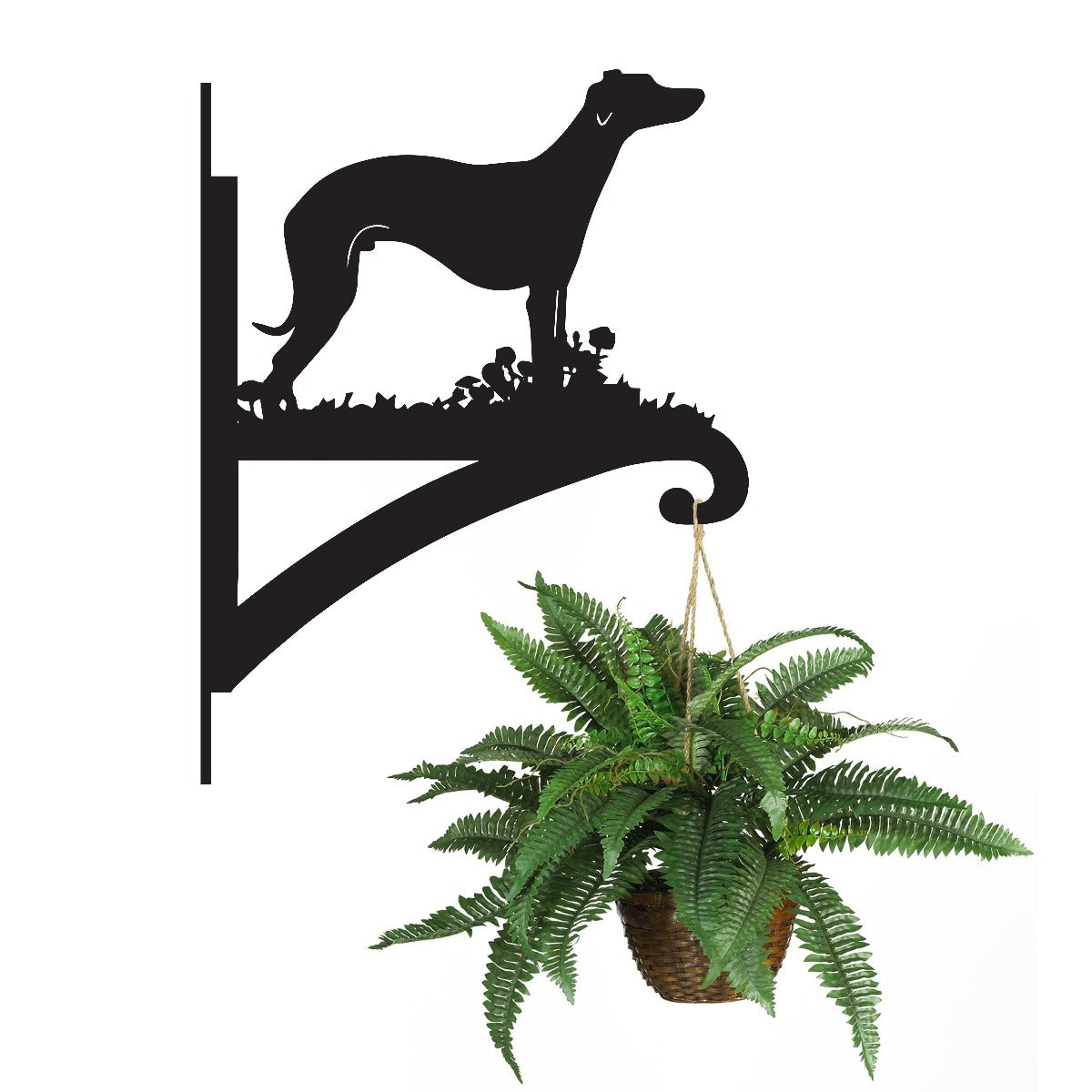 "Whippet" Dog Garden Hanging Basket Bracket