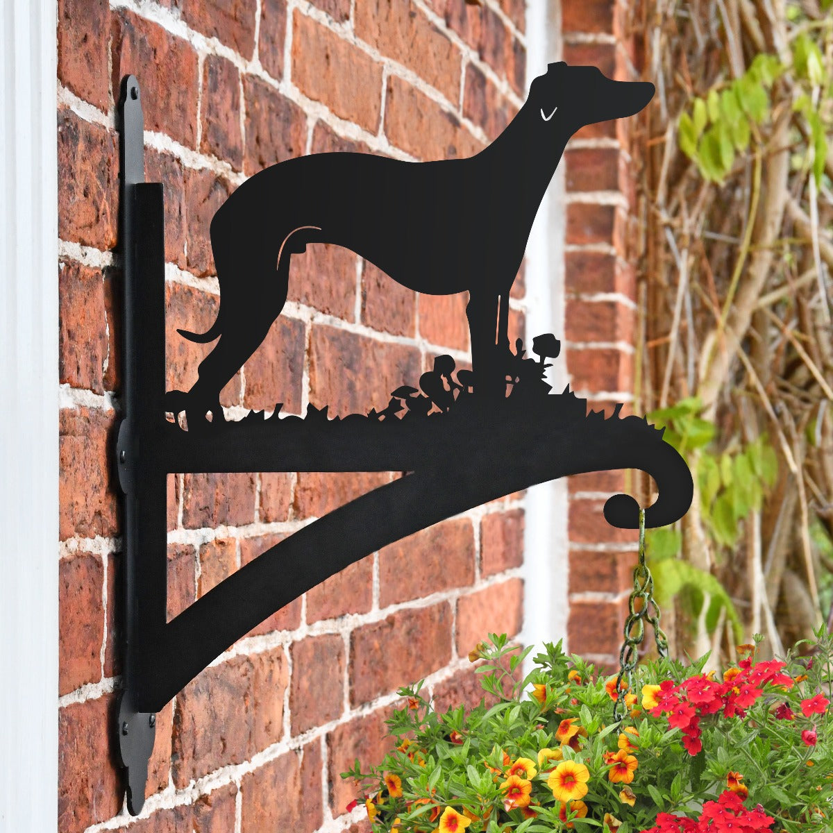 "Whippet" Dog Garden Hanging Basket Bracket