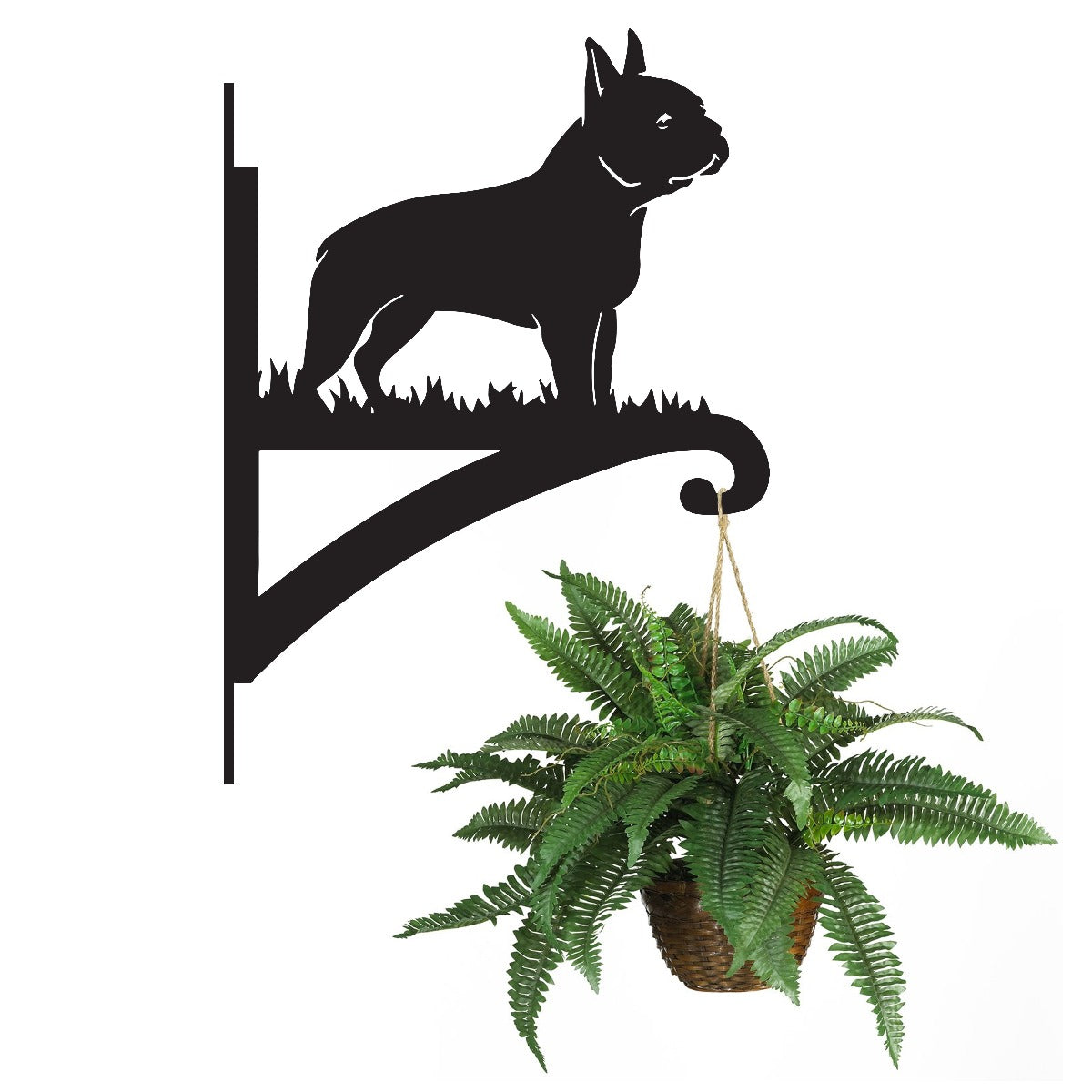 "Boston Terrier" Dog Garden Hanging Basket Bracket With Planter
