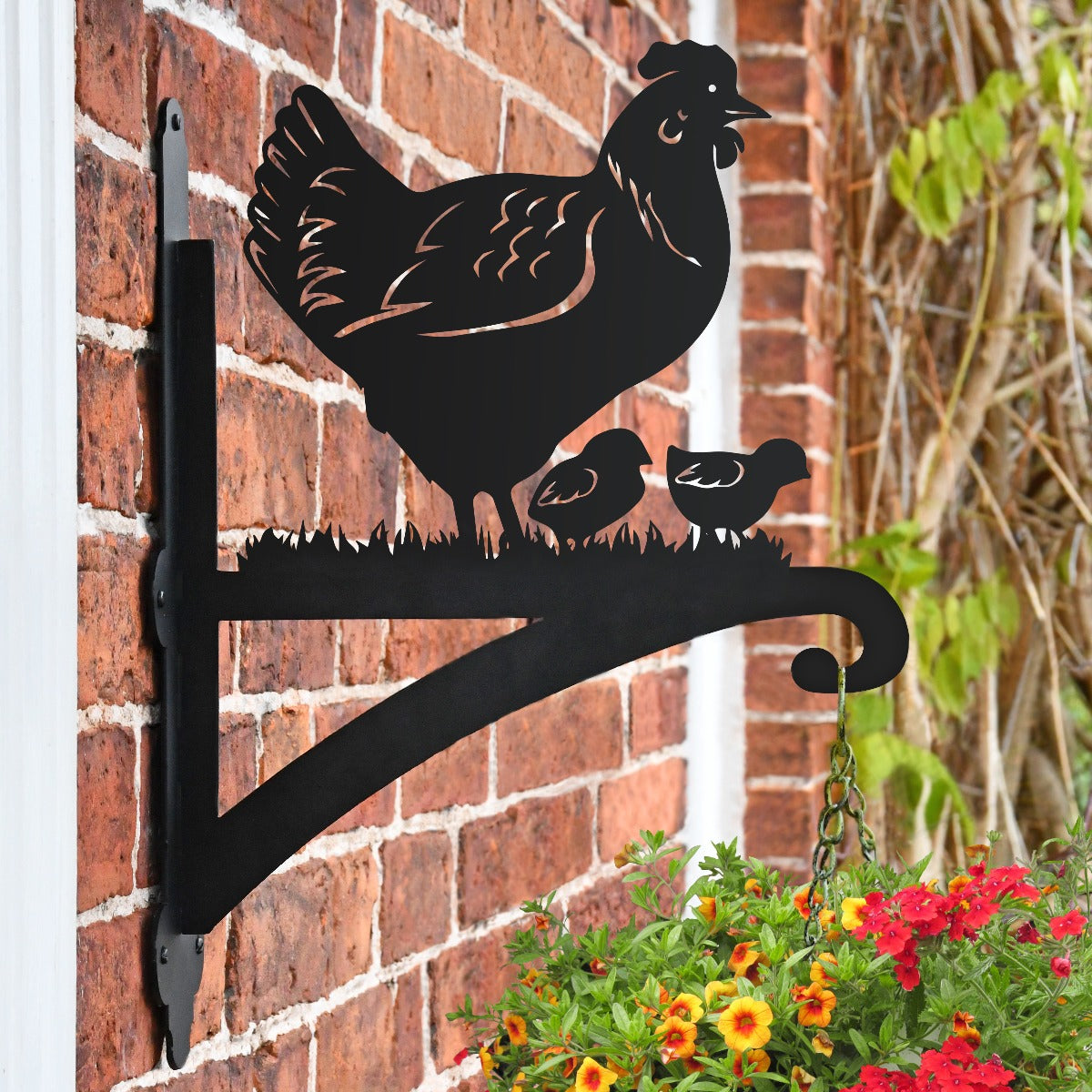 "Hen and Chicks" Garden Hanging Basket Bracket