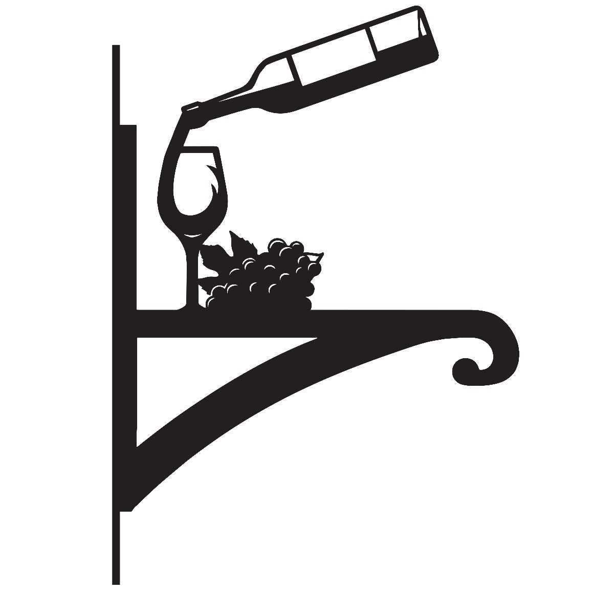 "Wine Bottle & Glass" Garden Hanging Basket Bracket