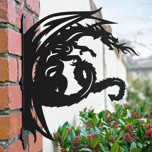"Tribal Dragon" Garden Hanging Basket Bracket In Black
