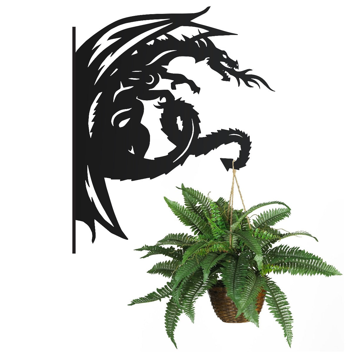 "Tribal Dragon" Garden Hanging Basket Bracket With Planter