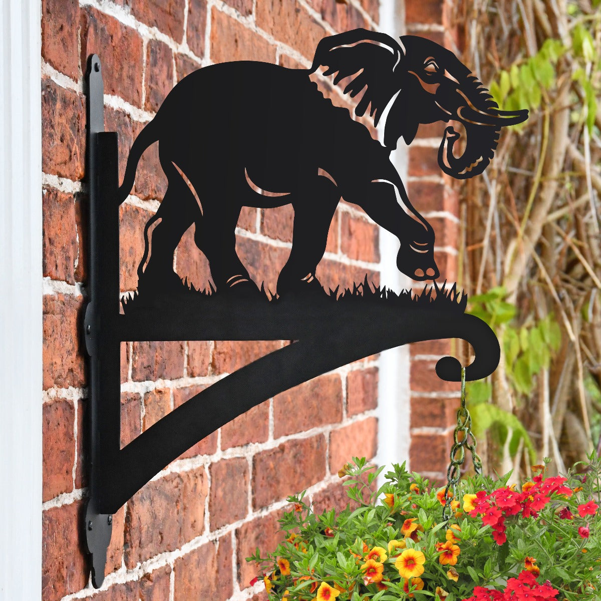 "Elephant" Garden Hanging Basket Bracket On Brick Wall