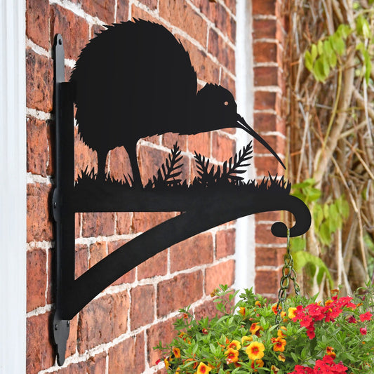 "Kiwi Bird" Garden Hanging Basket Bracket On Brick Wall