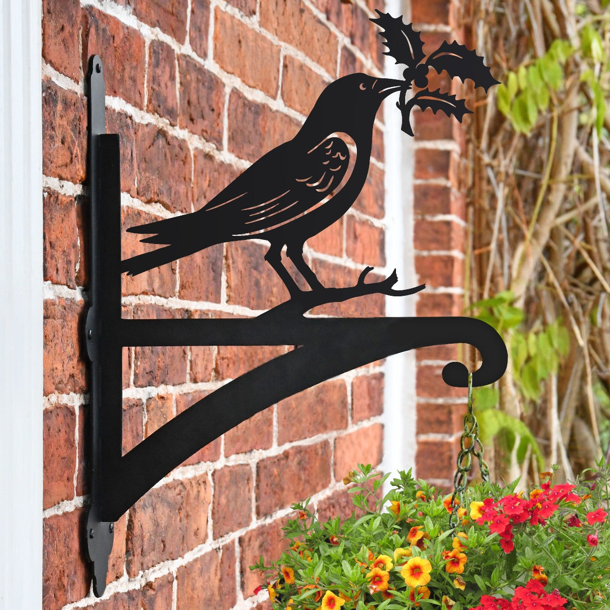 "Raven" Garden Hanging Basket Bracket Fitted to Brick Wall