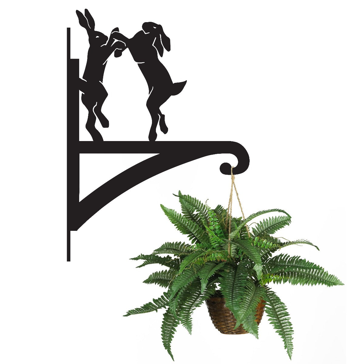 "Boxing Hares" Garden Hanging Basket Bracket