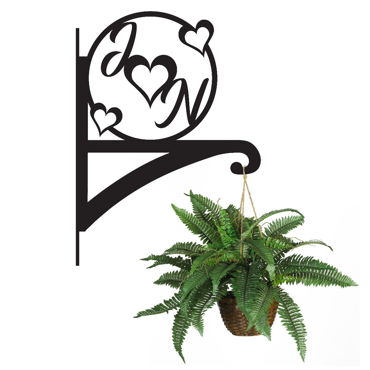 Customisable "Love Heart Initial" Garden Hanging Basket Bracket