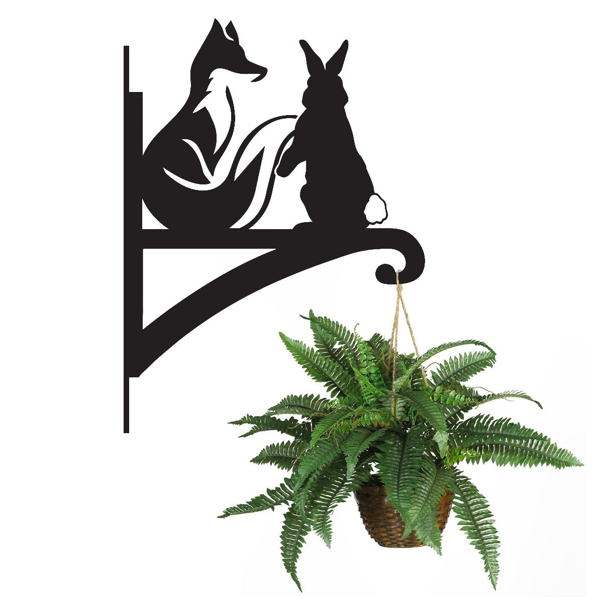 "Fox & Rabbit" Garden Hanging Basket Bracket With Planter