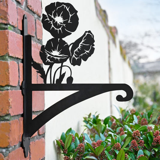 "Poppies" Garden Hanging Basket Bracket In Situ