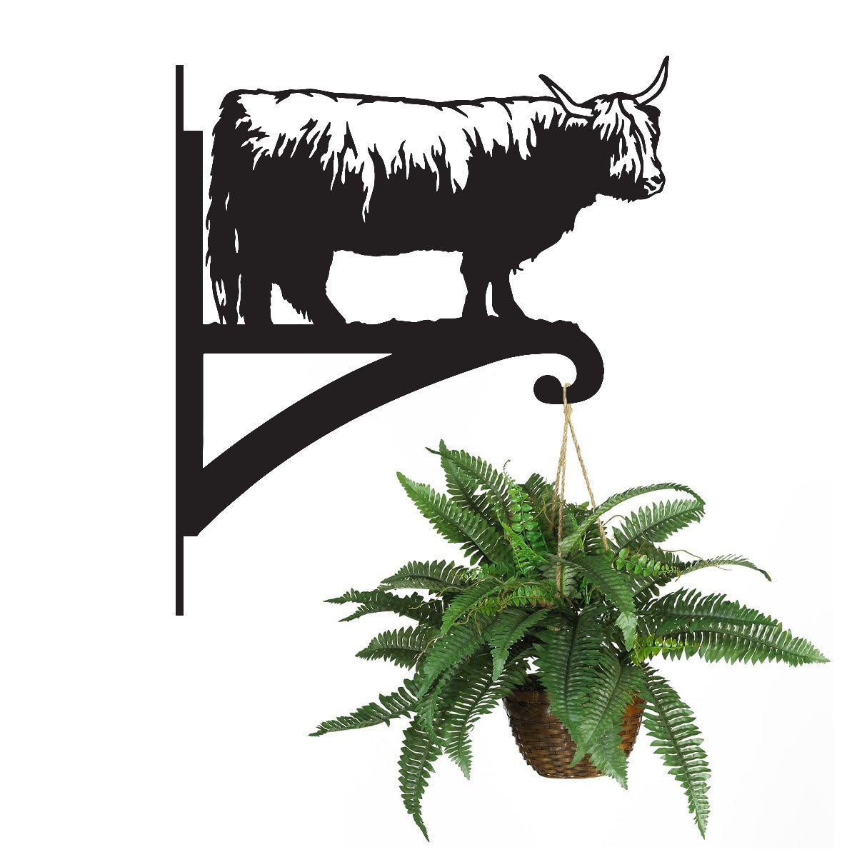 "Highland Cow" Garden Hanging Basket Bracket With Planter