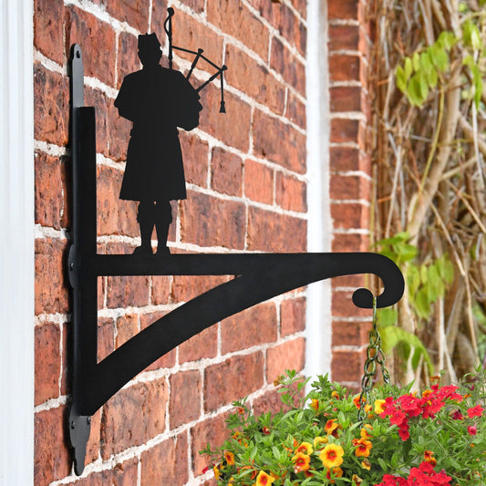 "Scottish Bagpiper" Garden Hanging Basket Bracket