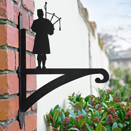 "Scottish Bagpiper" Garden Hanging Basket Bracket
