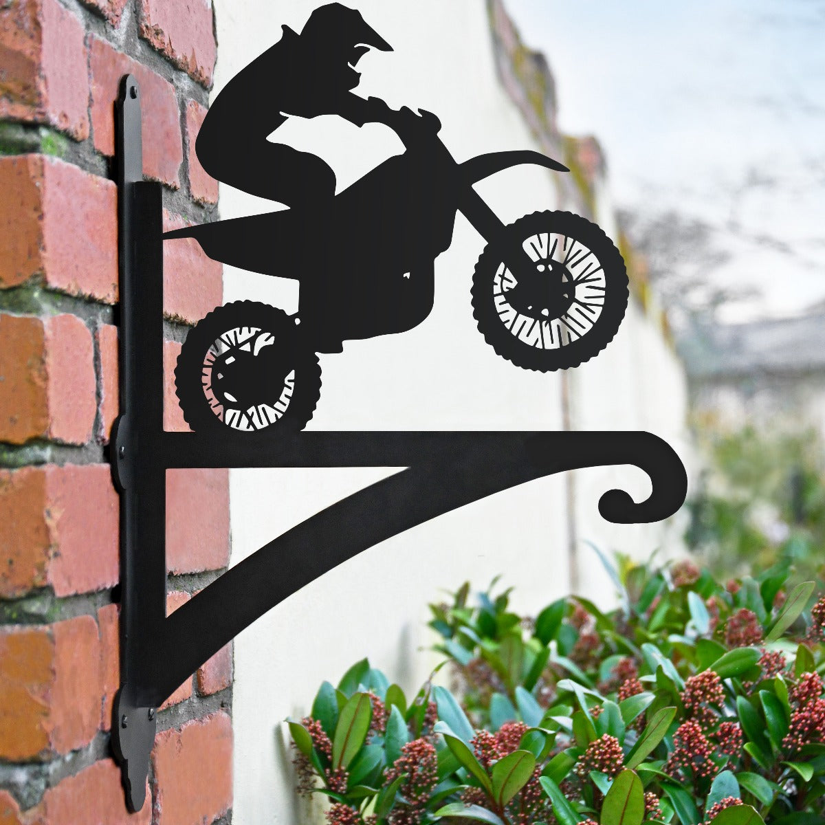"Dirt Biker" Garden Hanging Basket Bracket In Situ