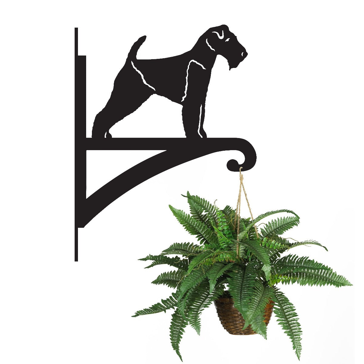 "Welsh Terrier'" Dog Garden Hanging Basket Bracket With Planter