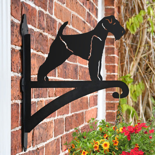 "Welsh Terrier'" Dog Garden Hanging Basket Bracket On Brick Wall