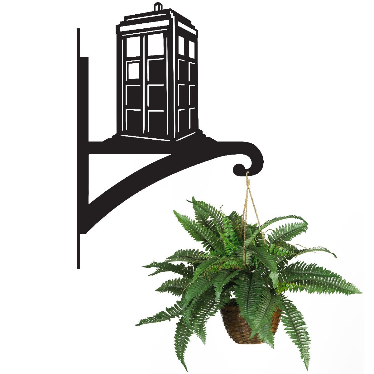 "Tardis" Garden Hanging Basket Bracket With Planter