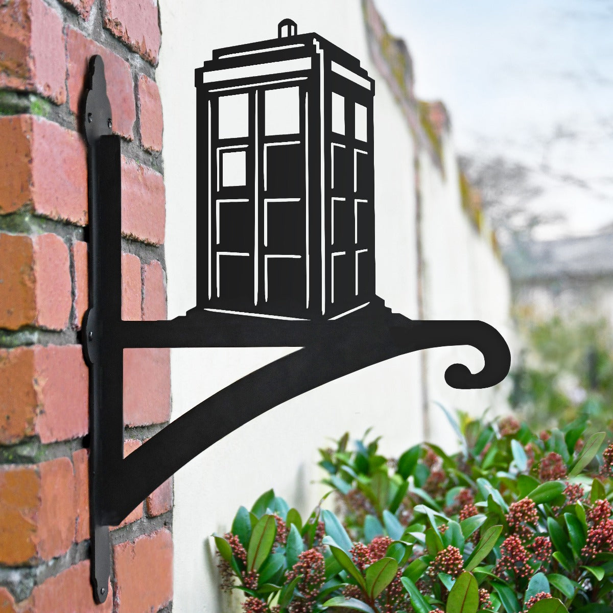 "Tardis" Garden Hanging Basket Bracket In Black